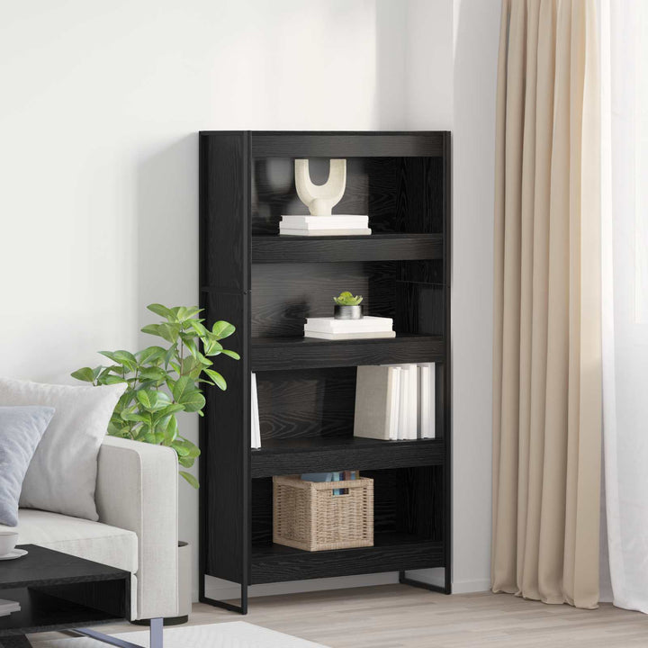 Bogskab 80 x 30 x 155 cm Konstrueret træ Sort eg