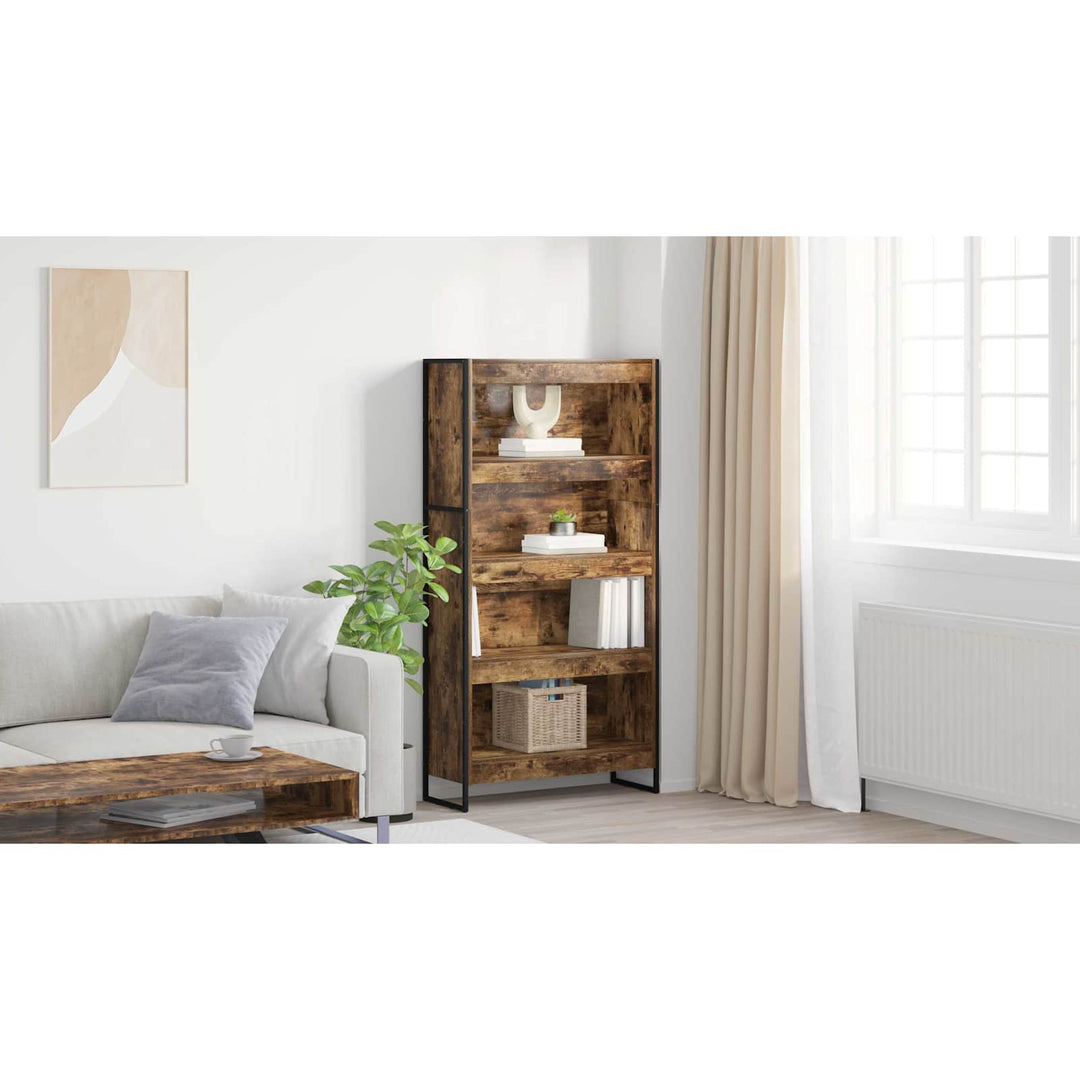 Bogskab 80 x 30 x 155 cm Konstrueret træ Røget Eg