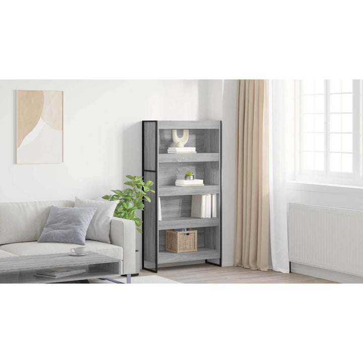Bogskab 80 x 30 x 155 cm Konstrueret træ Grå Sonoma