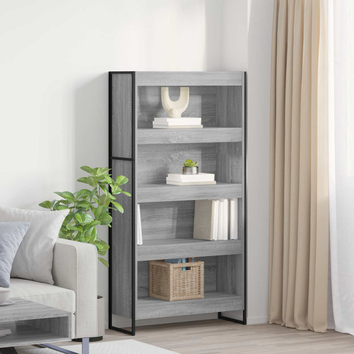 Bogskab 80 x 30 x 155 cm Konstrueret træ Grå Sonoma