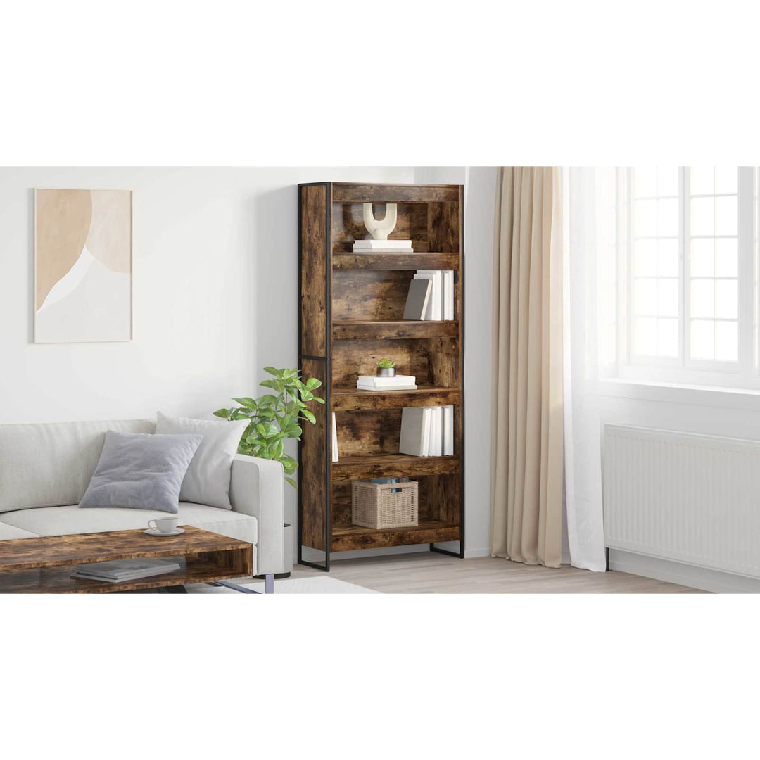Bogskab 80 x 30 x 189,5 cm Konstrueret træ Røget Eg