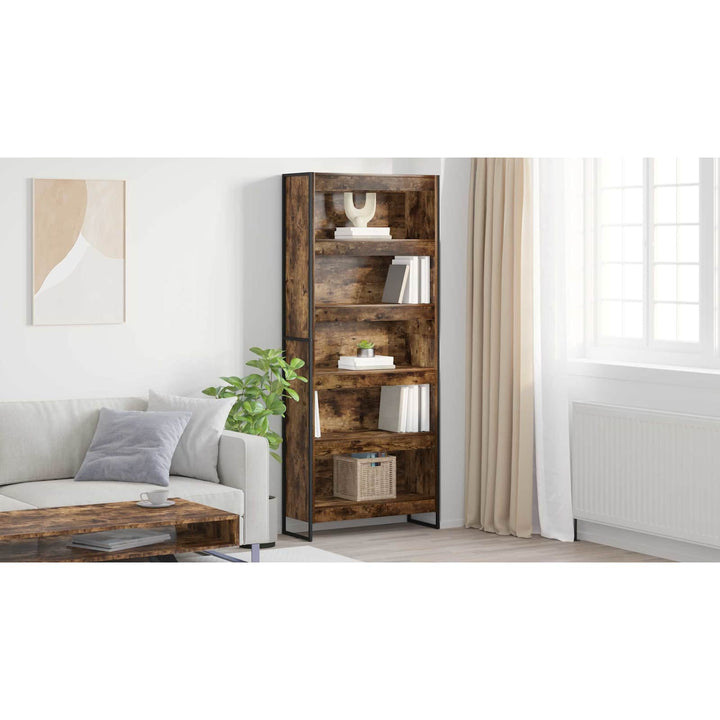 Bogskab 80 x 30 x 189,5 cm Konstrueret træ Røget Eg