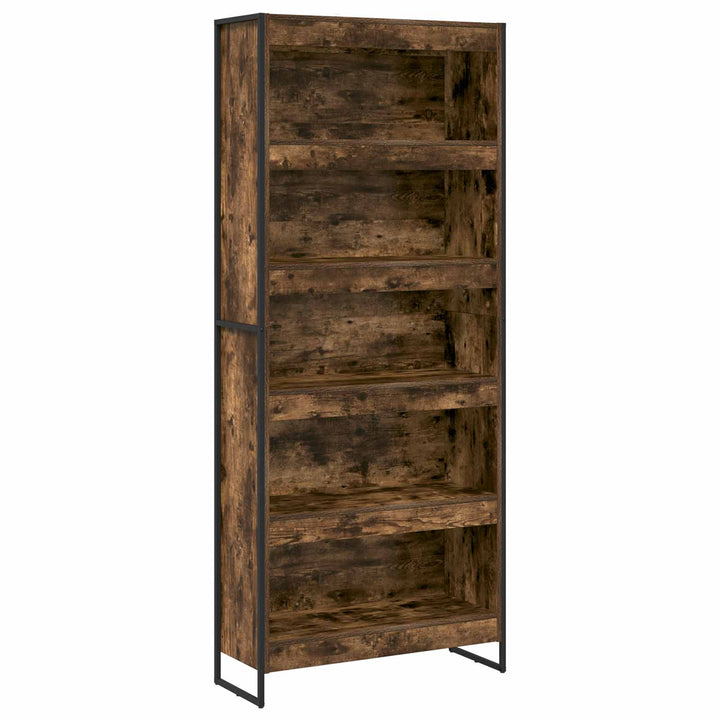 Bogskab 80 x 30 x 189,5 cm Konstrueret træ Røget Eg