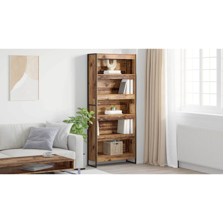Bogskab 80 x 30 x 189,5 cm Konstrueret træ Gammelt træ