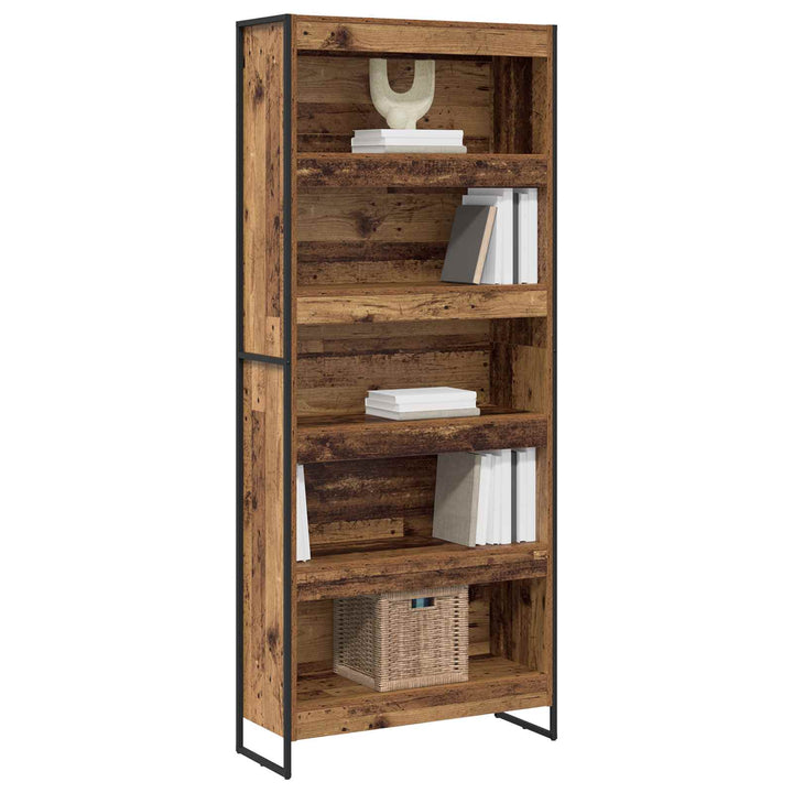 Bogskab 80 x 30 x 189,5 cm Konstrueret træ Gammelt træ