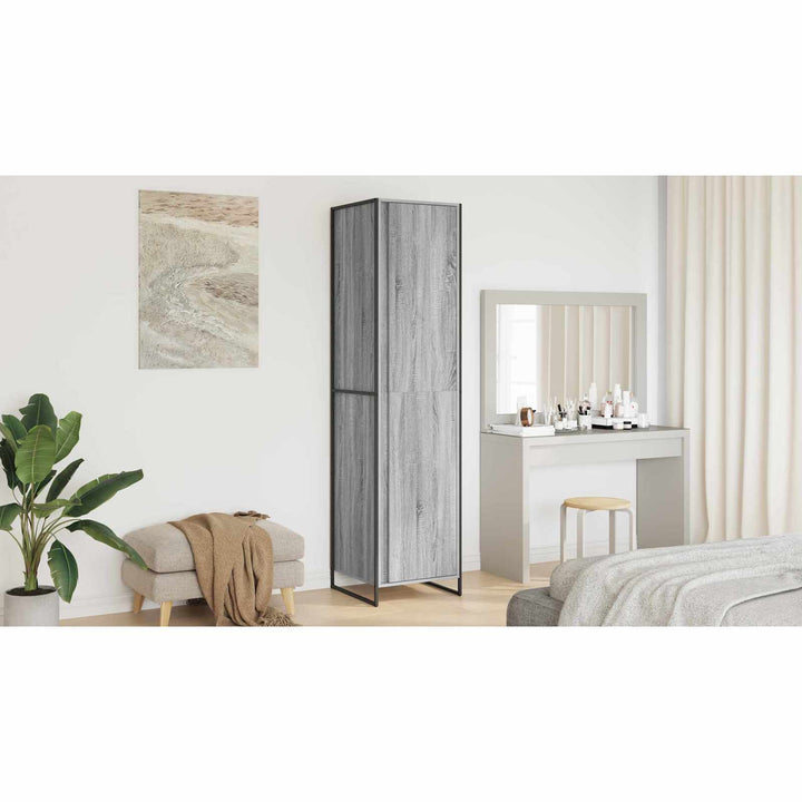 Warderobe med dør Grå Sonoma 50 x 50 x 200 cm Konstrueret træ