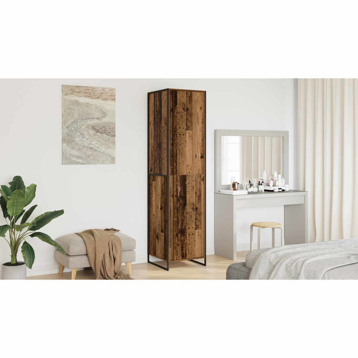 Warderobe med dør Gammelt træ 50 x 50 x 200 cm Konstrueret træ