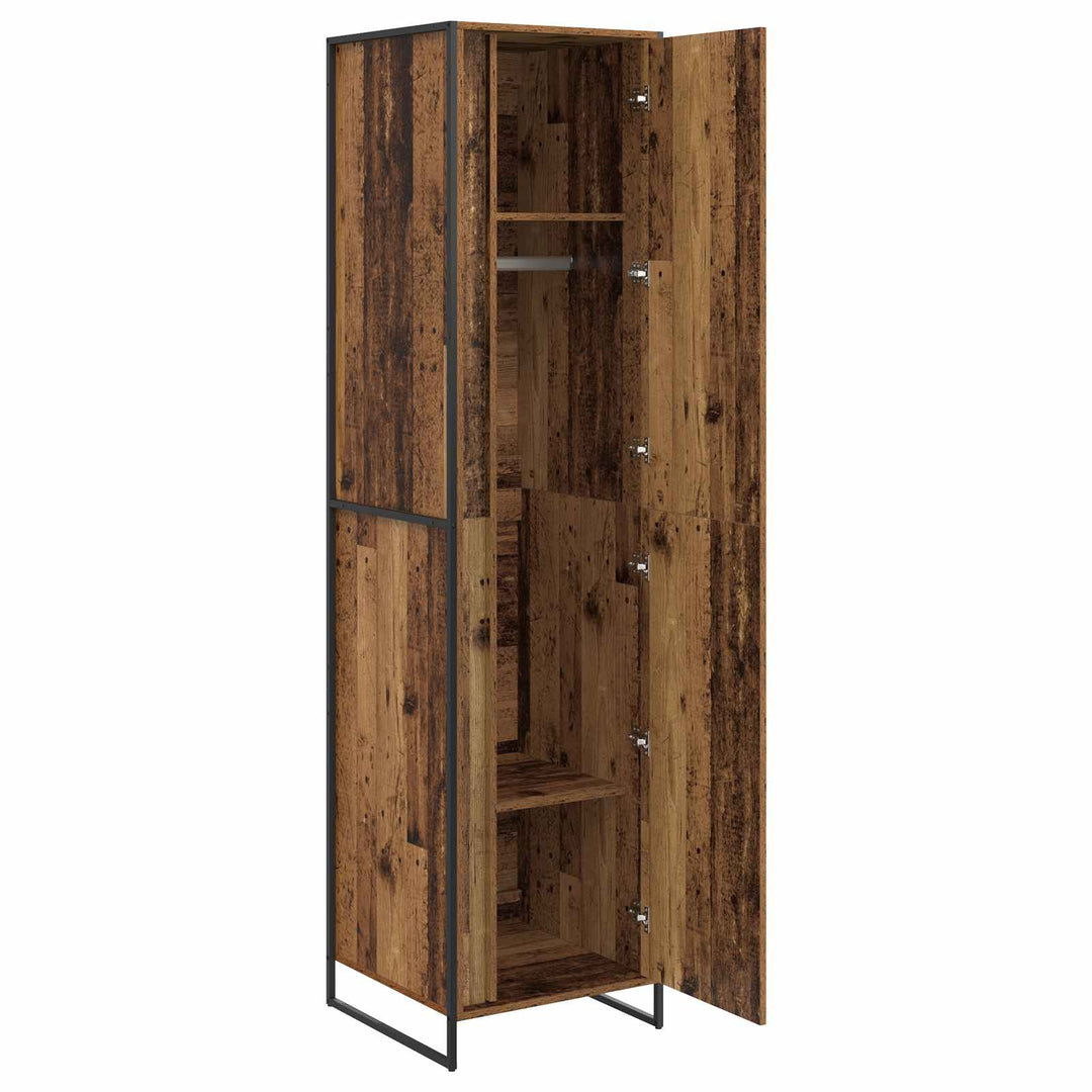 Warderobe med dør Gammelt træ 50 x 50 x 200 cm Konstrueret træ