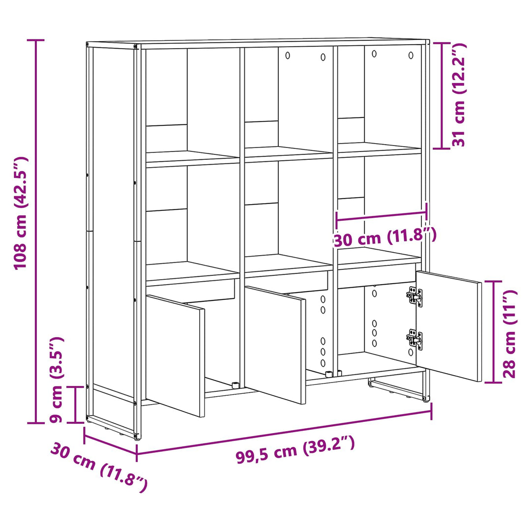 Bogskab 99,5 x 30 x 108 cm Konstrueret træ Sort eg