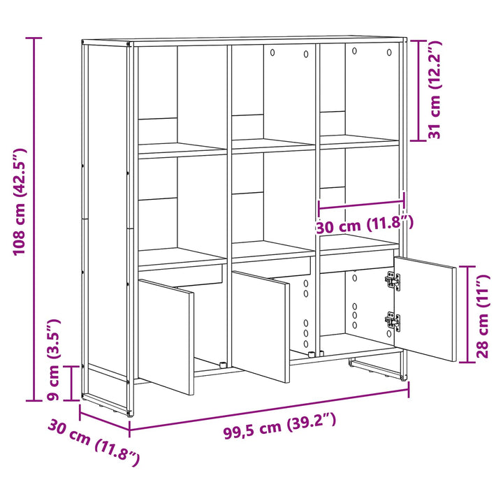 Bogskab 99,5 x 30 x 108 cm Konstrueret træ Artisan eg