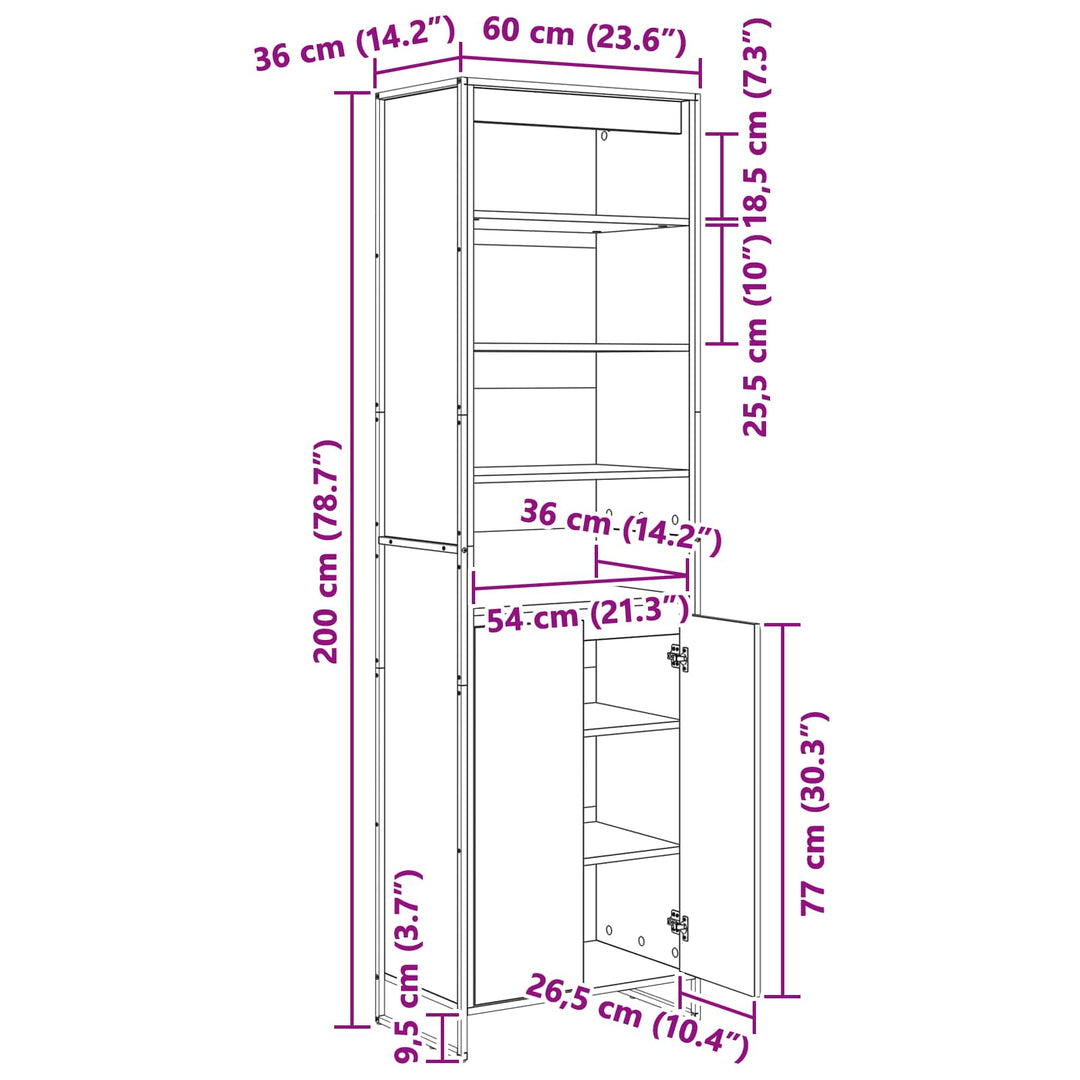 Høje Skabe Gammelt træ 60 x 36 x 200 cm Konstrueret træ