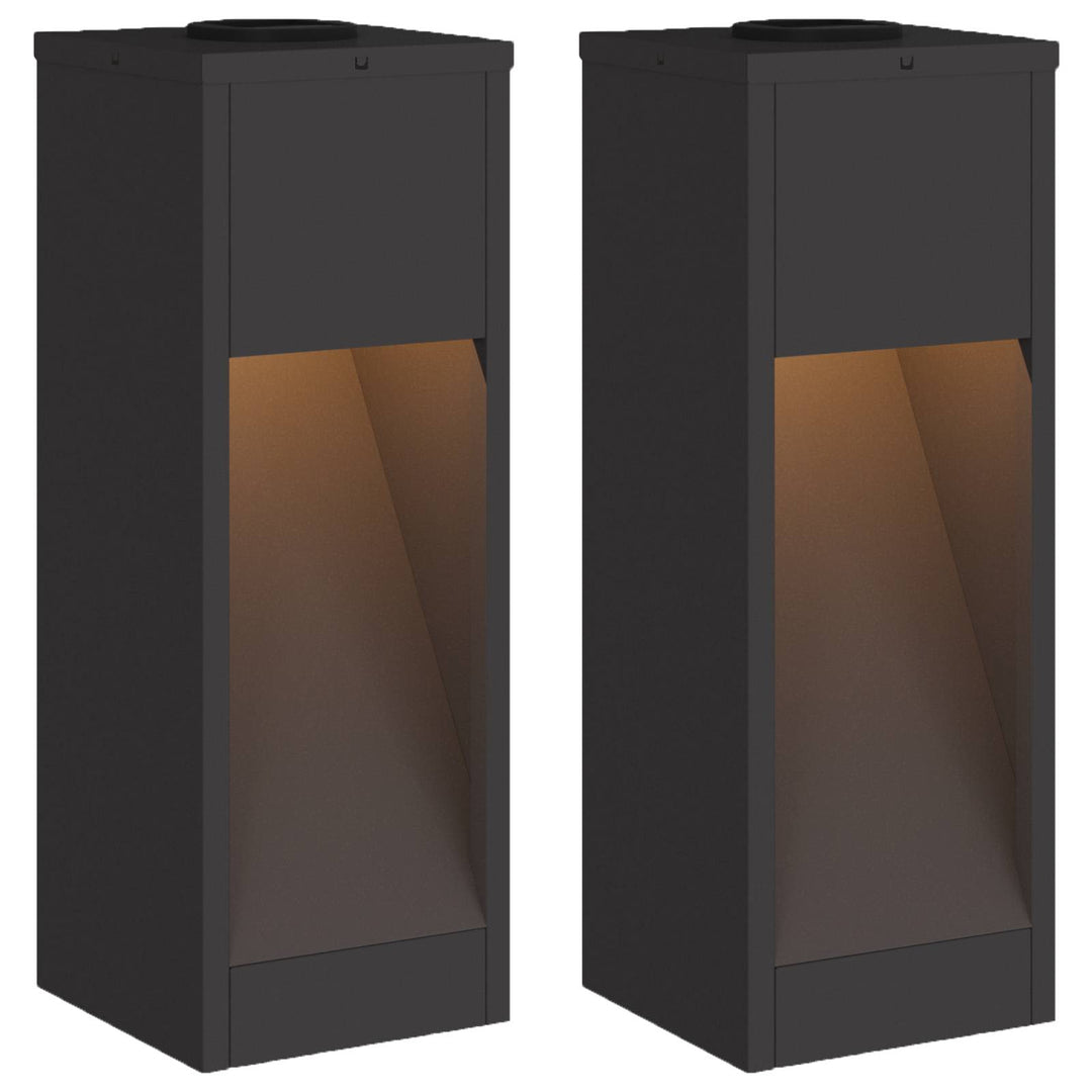 Solar Led Sti Lys 2 pcs Sort Koldvalset Stål
