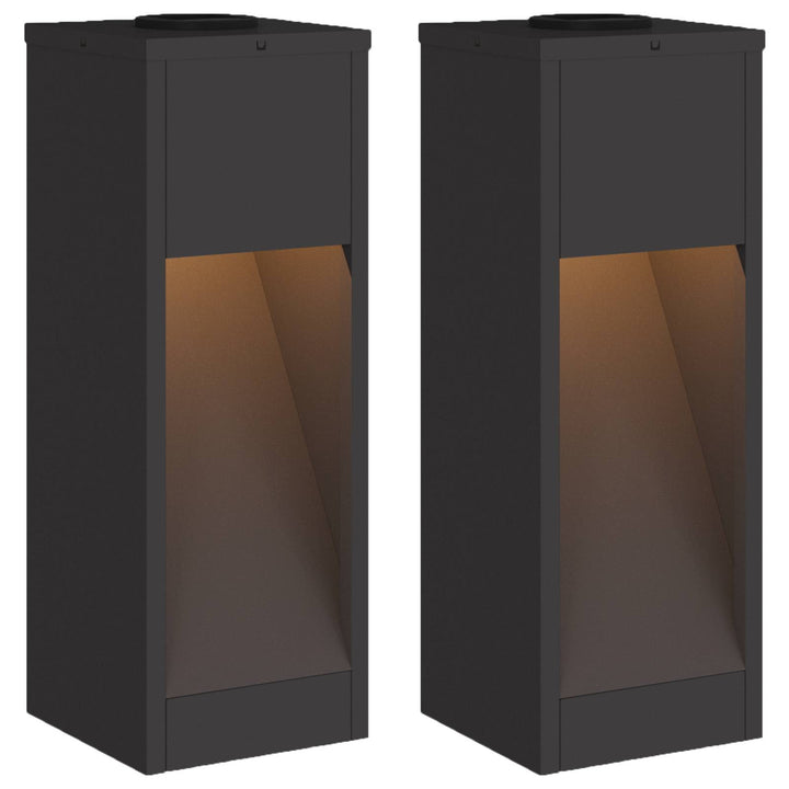 Solar Led Sti Lys 2 pcs Sort Koldvalset Stål