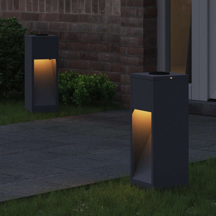 Solar Led Sti Lys 2 pcs Antracit Koldvalset Stål