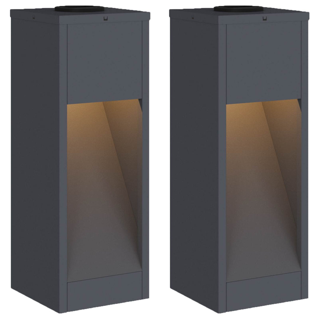 Solar Led Sti Lys 2 pcs Antracit Koldvalset Stål
