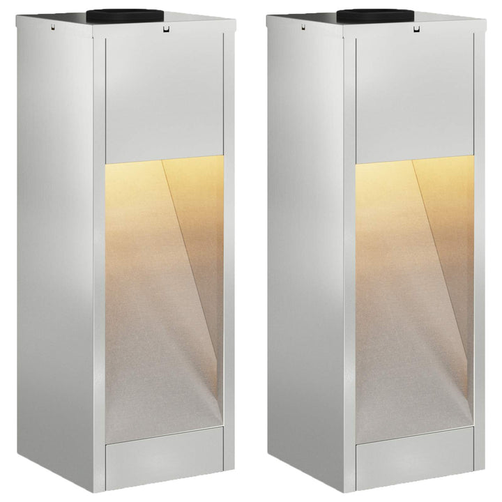 Solar Led Sti Lys med batteridrevne lys 2 pcs Sølv Galvaniseret