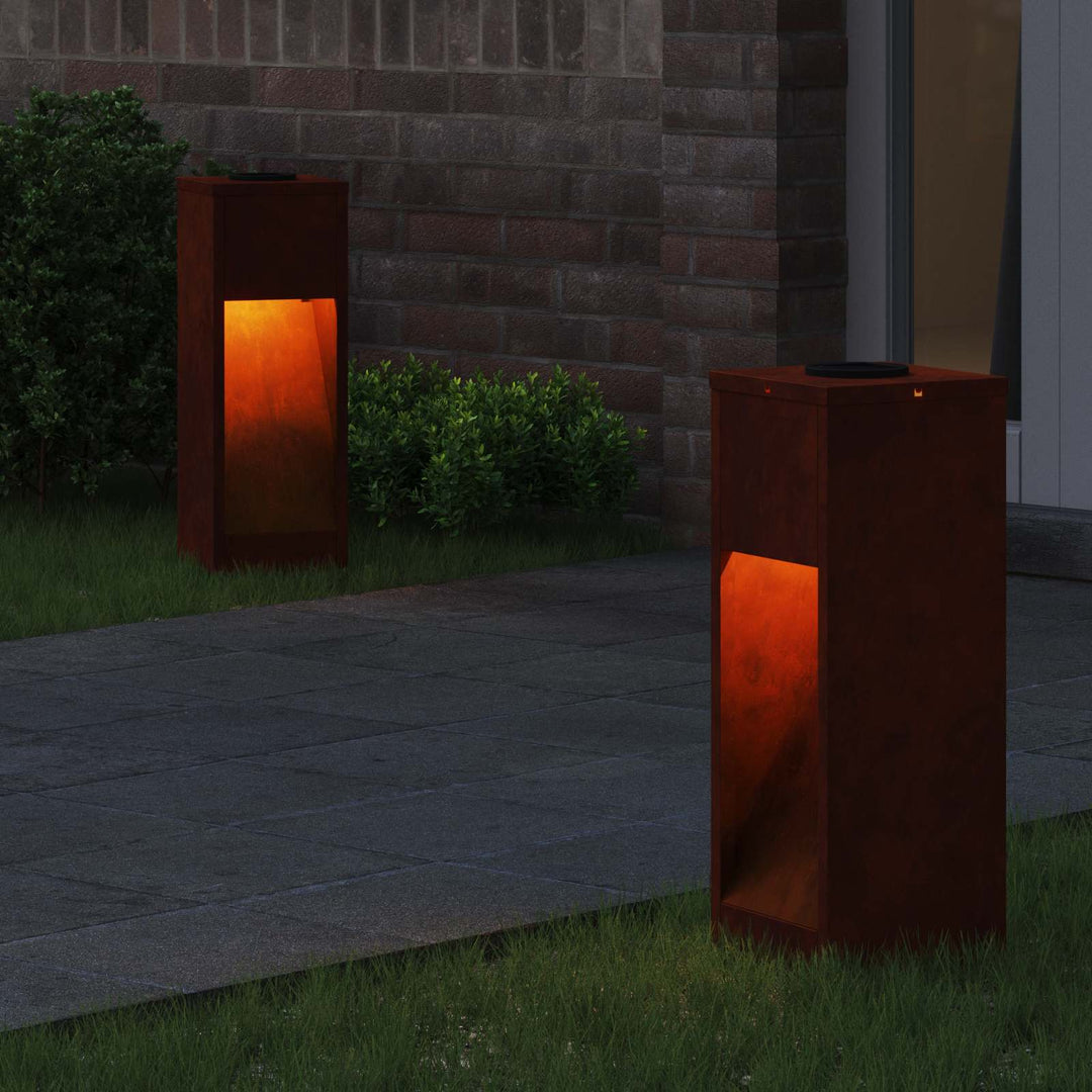 Solar Led Sti Lys med batteridrevne lys 2 pcs Bronze Cortenstål