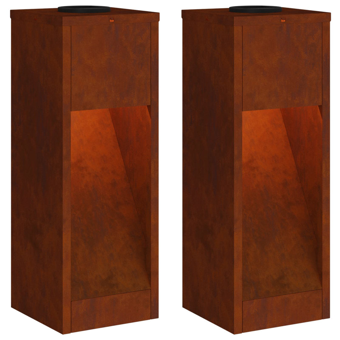 Solar Led Sti Lys med batteridrevne lys 2 pcs Bronze Cortenstål