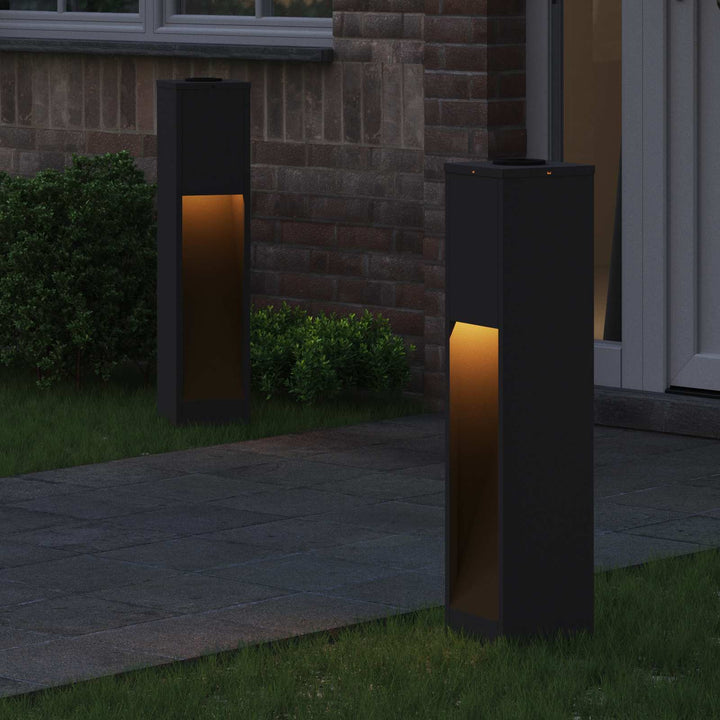 Solar Led Sti Lys 2 pcs Sort Koldvalset Stål