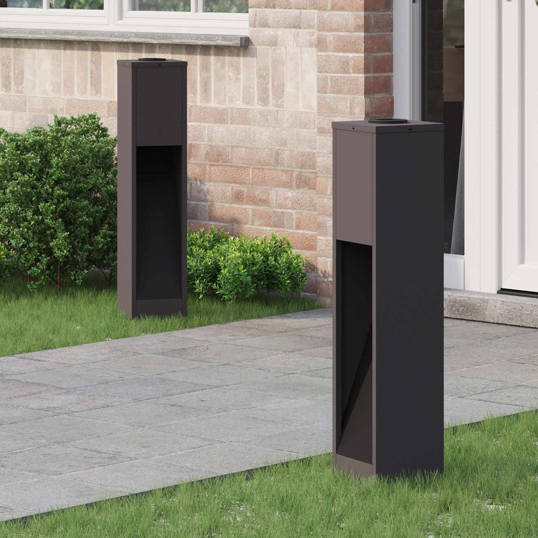 Solar Led Sti Lys 2 pcs Sort Koldvalset Stål