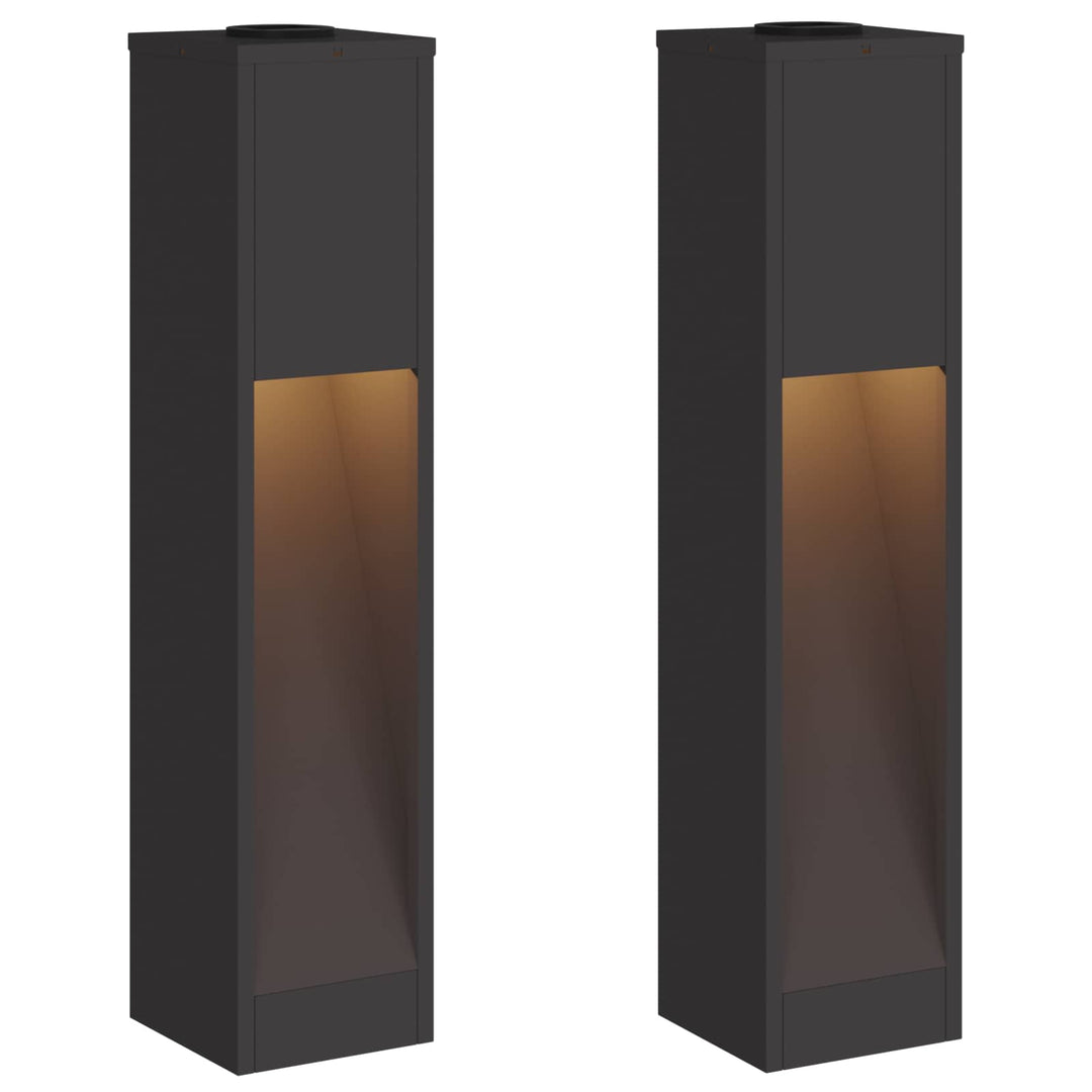 Solar Led Sti Lys 2 pcs Sort Koldvalset Stål