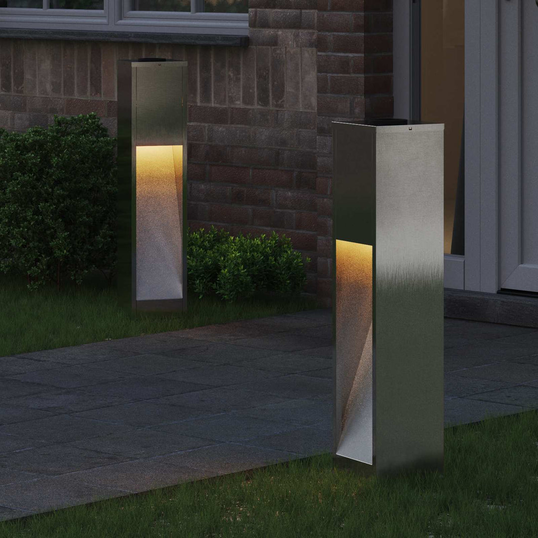 Solar Led Sti Lys 2 pcs Varm hvid 18 x 18 x 80 cm Rustfrit stål