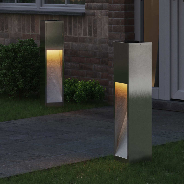 Solar Led Sti Lys 2 pcs Varm hvid 18 x 18 x 80 cm Rustfrit stål