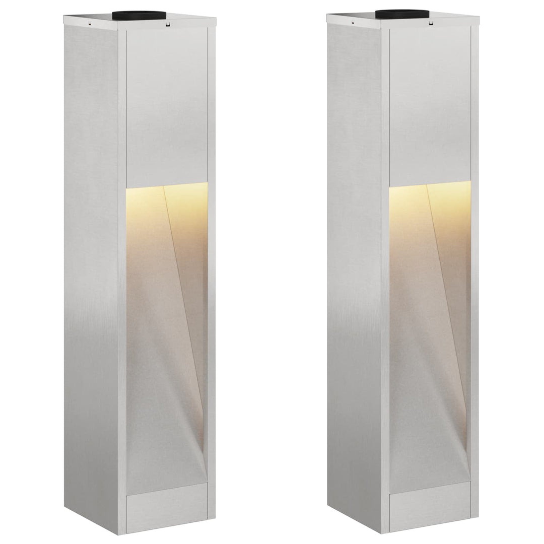 Solar Led Sti Lys 2 pcs Varm hvid 18 x 18 x 80 cm Rustfrit stål