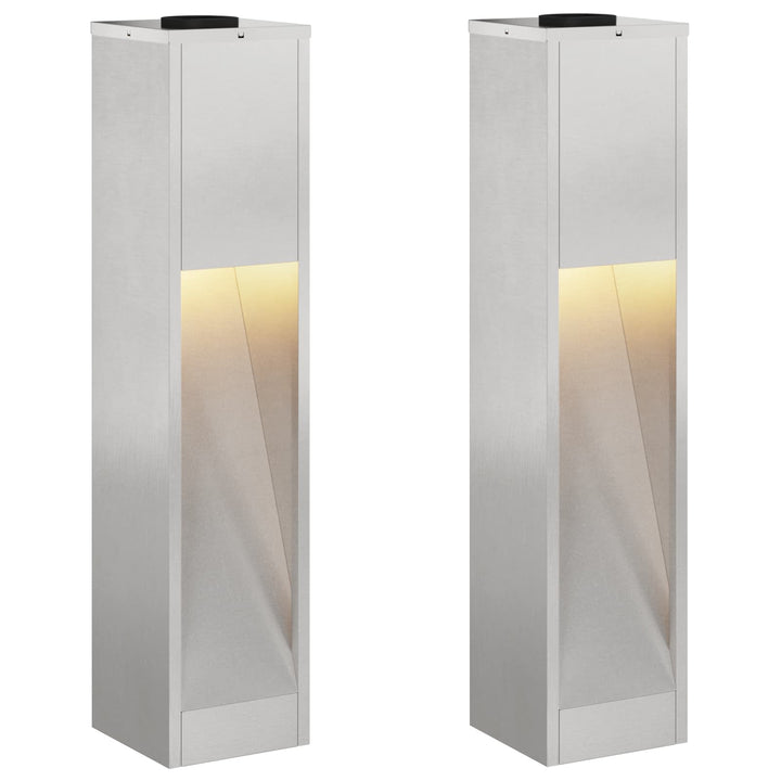Solar Led Sti Lys 2 pcs Varm hvid 18 x 18 x 80 cm Rustfrit stål