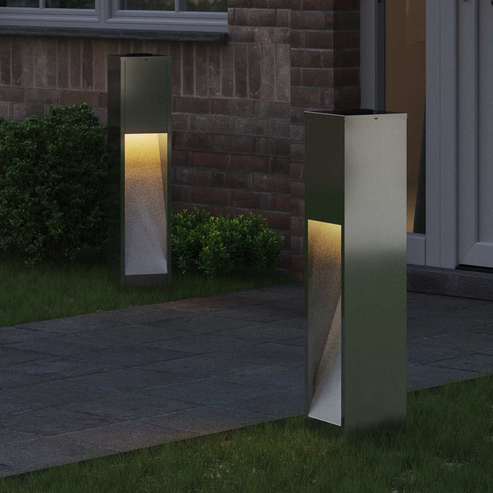 Solar Led Sti Lys med batteridrevne lys 2 pcs Sølv Galvaniseret