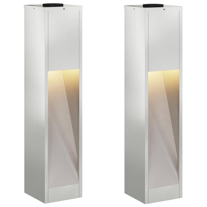 Solar Led Sti Lys med batteridrevne lys 2 pcs Sølv Galvaniseret