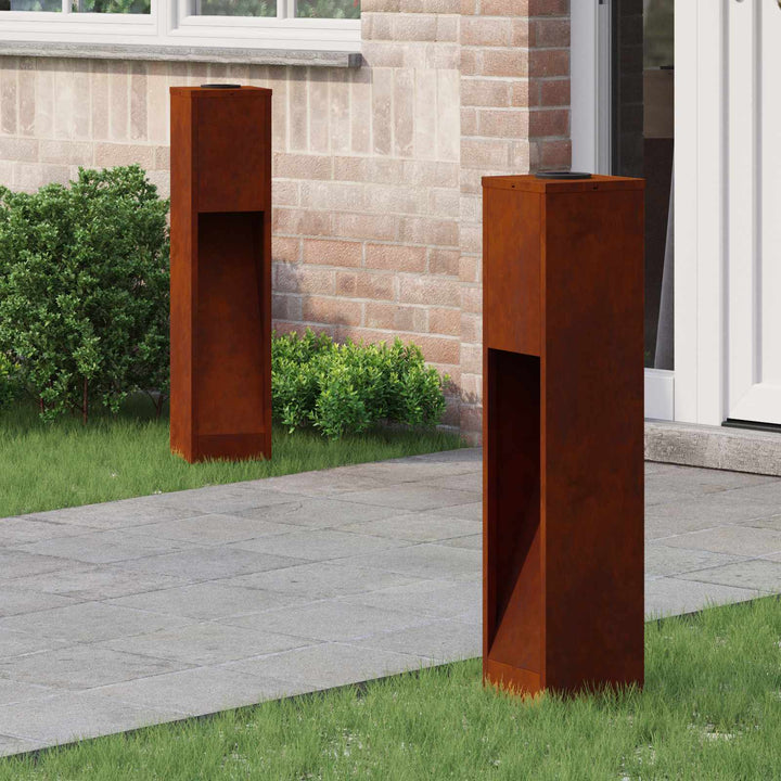 Solar Led Sti Lys 2 pcs Varm hvid 18 x 18 x 80 cm Cortenstål
