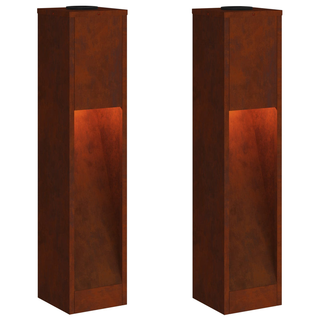 Solar Led Sti Lys 2 pcs Varm hvid 18 x 18 x 80 cm Cortenstål
