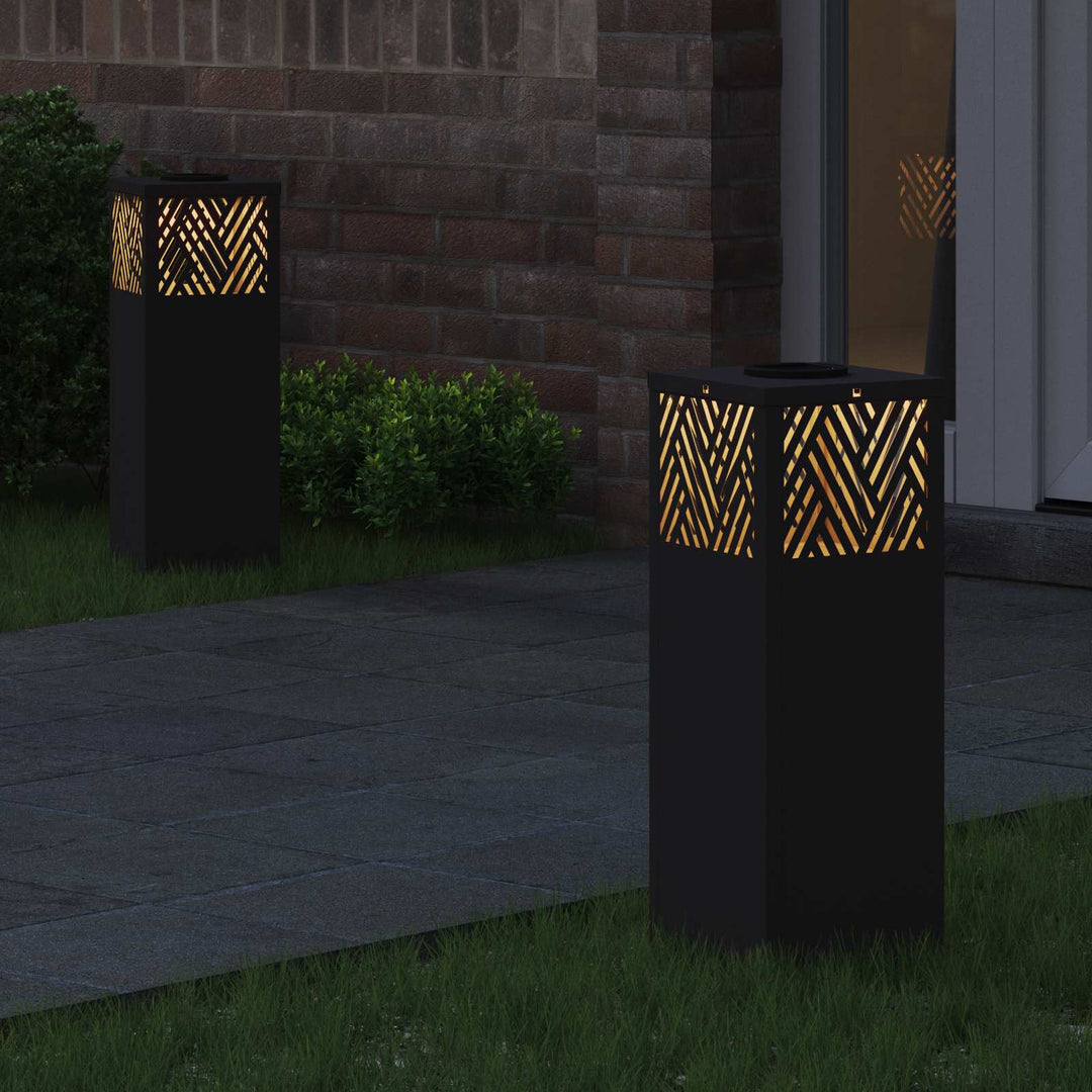 Solar LED sti lys 2 pcs Sort Koldvalset Stål