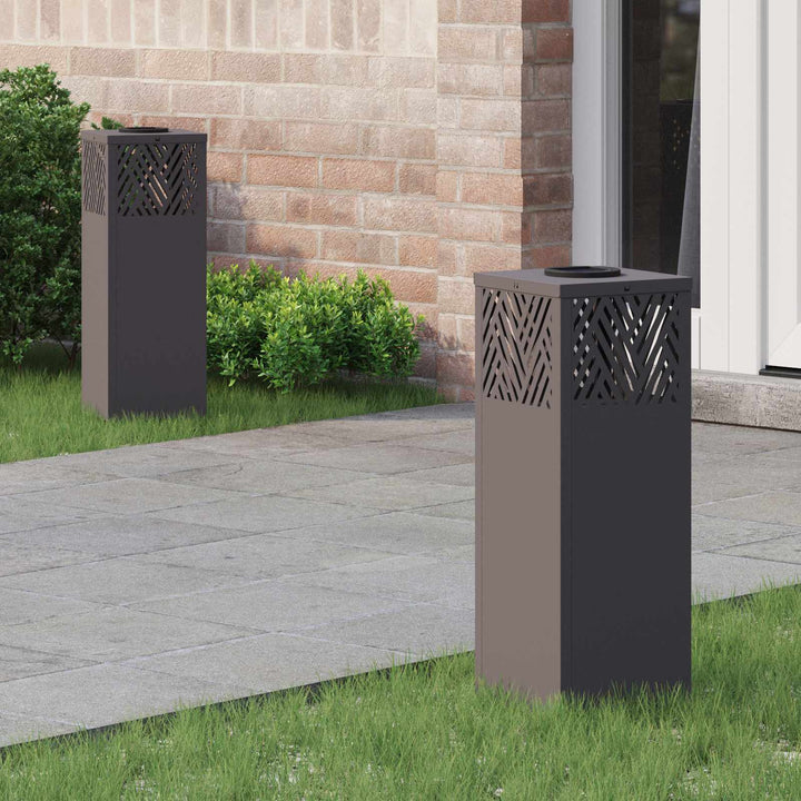 Solar LED sti lys 2 pcs Sort Koldvalset Stål