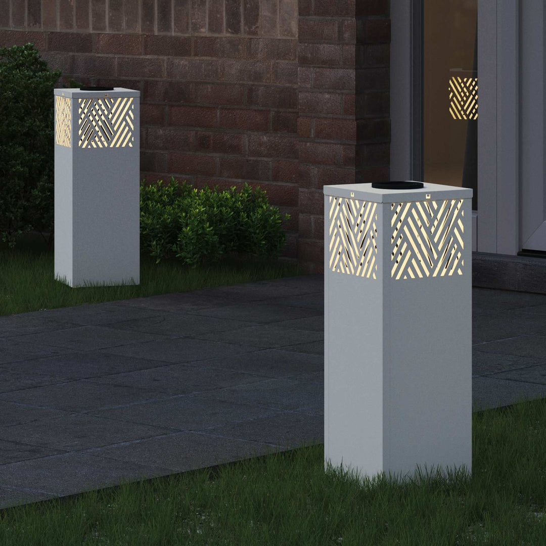 Solar LED sti lys 2 pcs Hvid Koldvalset Stål