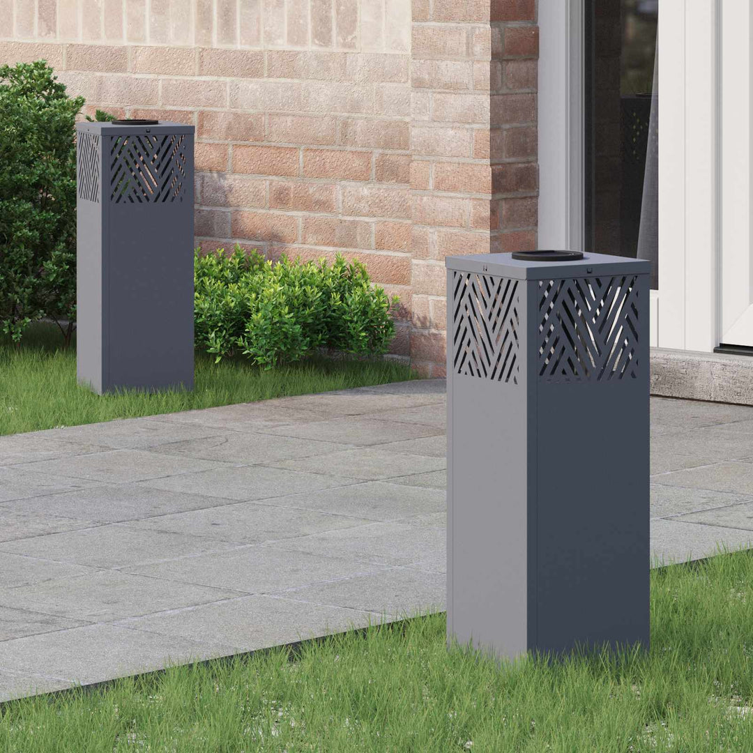 Solar LED sti lys 2 pcs Antracit Koldvalset Stål