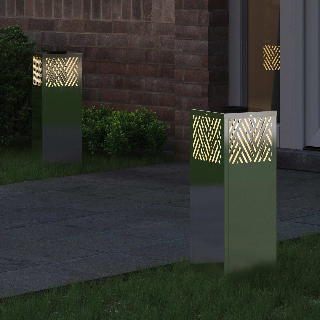 Solar LED sti lys 2 pcs Varm hvid 18 x 18 x 50 cm Rustfrit stål