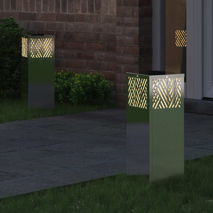 Solar LED sti lys 2 pcs Varm hvid 18 x 18 x 50 cm Rustfrit stål