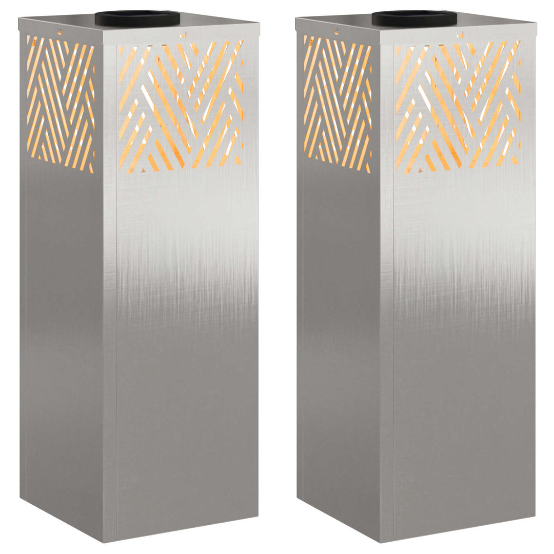 Solar LED sti lys 2 pcs Varm hvid 18 x 18 x 50 cm Rustfrit stål