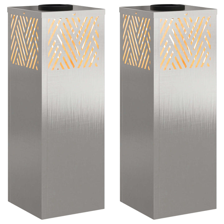 Solar LED sti lys 2 pcs Varm hvid 18 x 18 x 50 cm Rustfrit stål