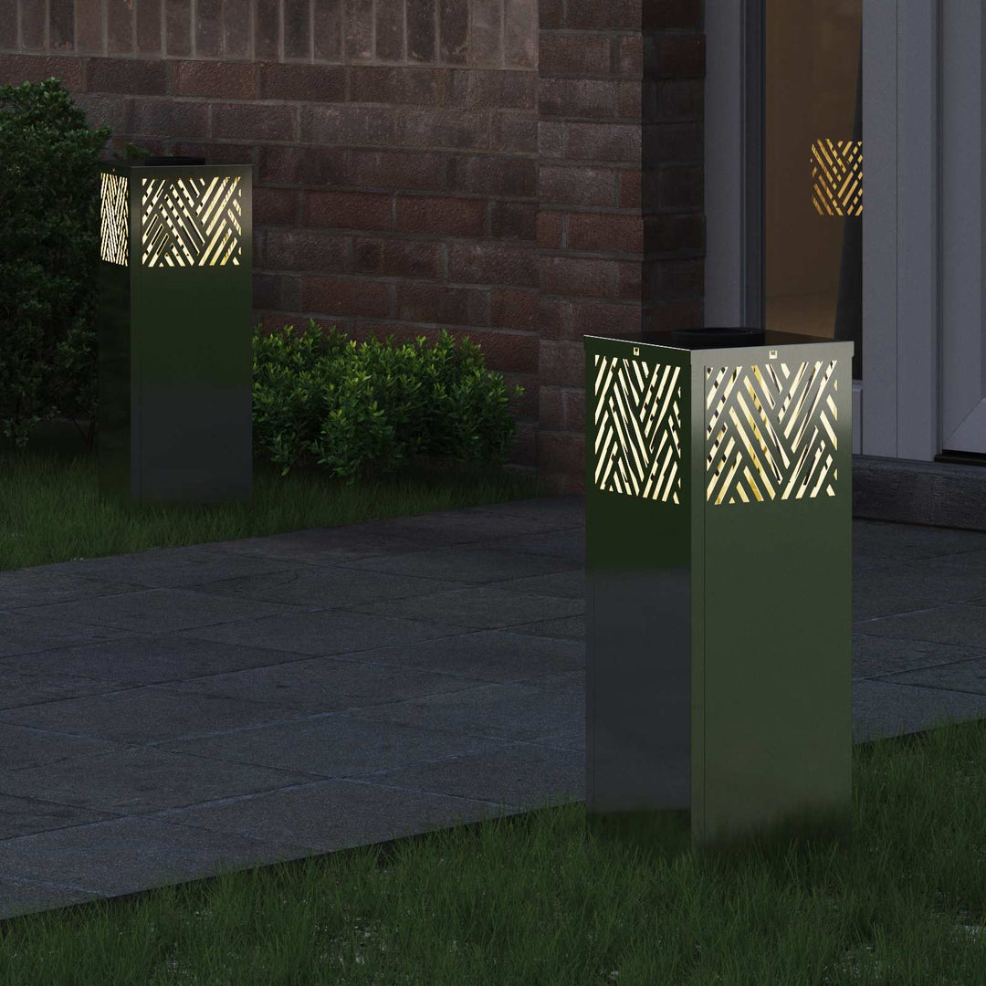 Solar LED sti lys med batteridrevne lys 2 pcs Sølv Galvaniseret