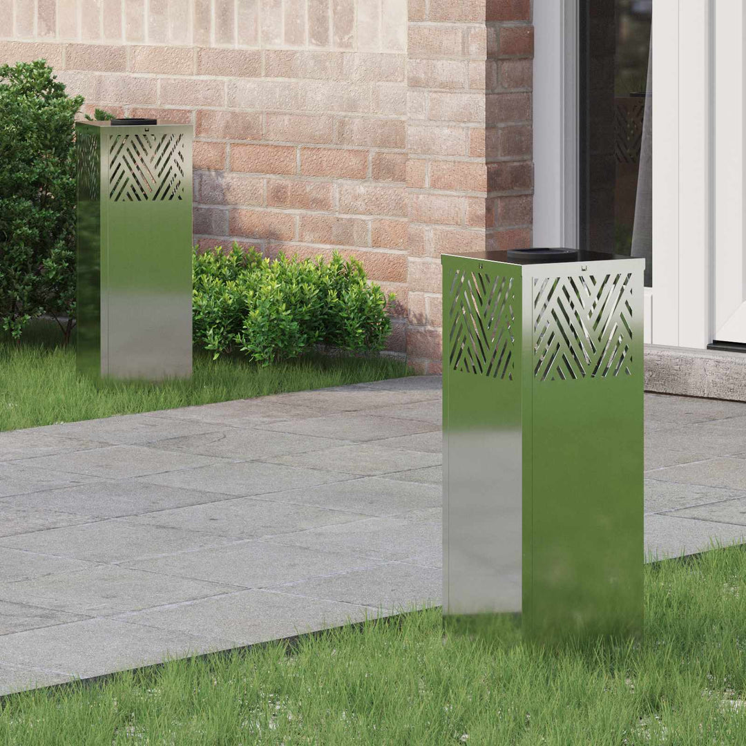Solar LED sti lys med batteridrevne lys 2 pcs Sølv Galvaniseret