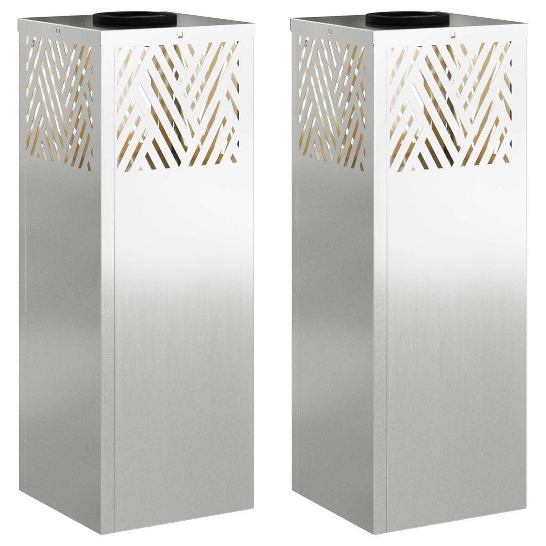 Solar LED sti lys med batteridrevne lys 2 pcs Sølv Galvaniseret