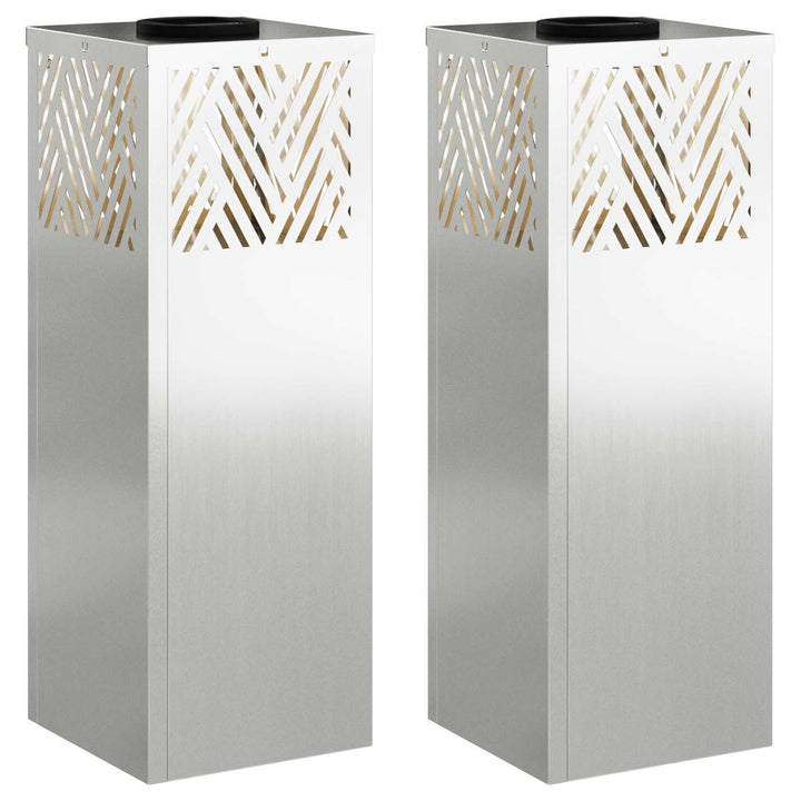 Solar LED sti lys med batteridrevne lys 2 pcs Sølv Galvaniseret