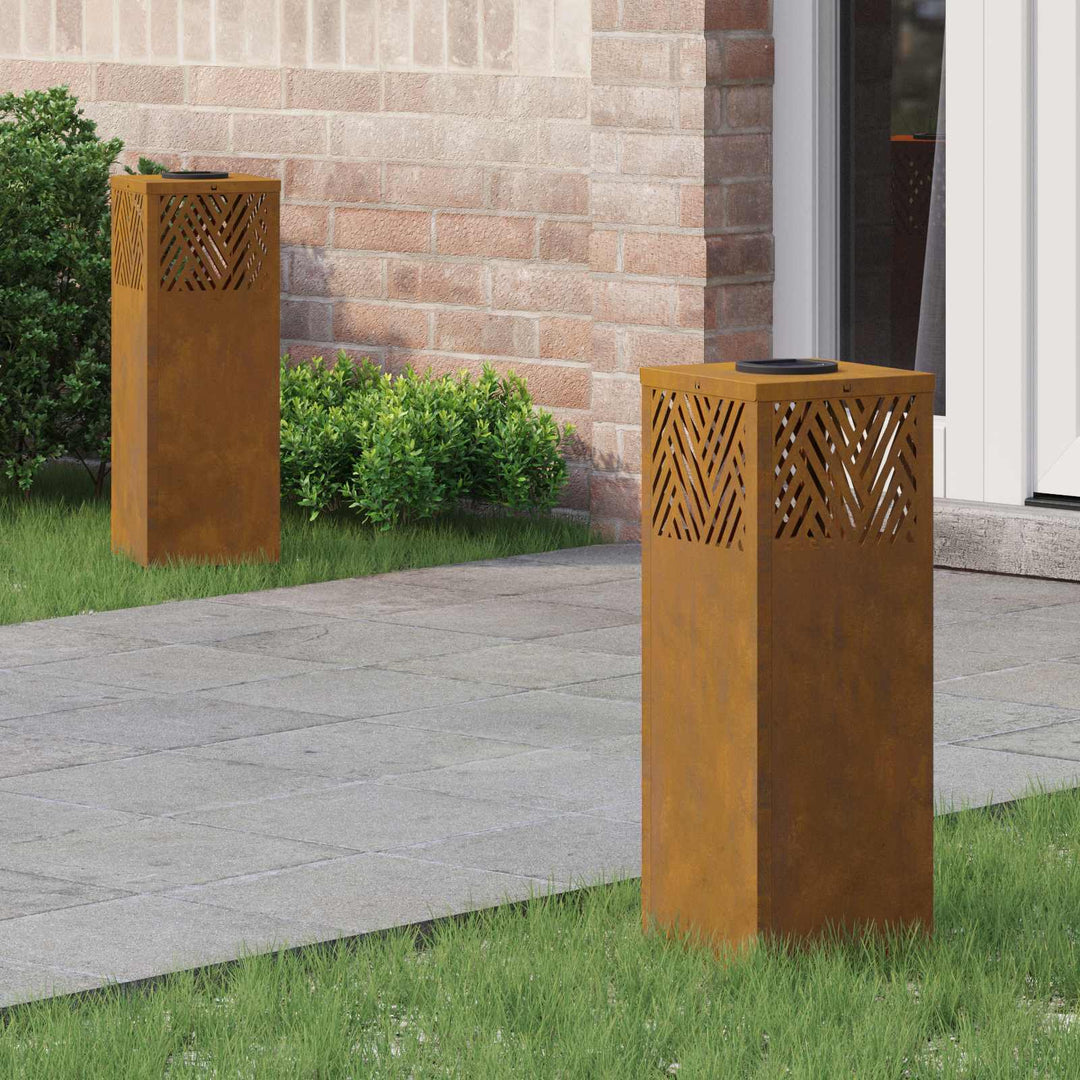 Solar LED sti lys 2 pcs Varm hvid 18 x 18 x 50 cm Cortenstål