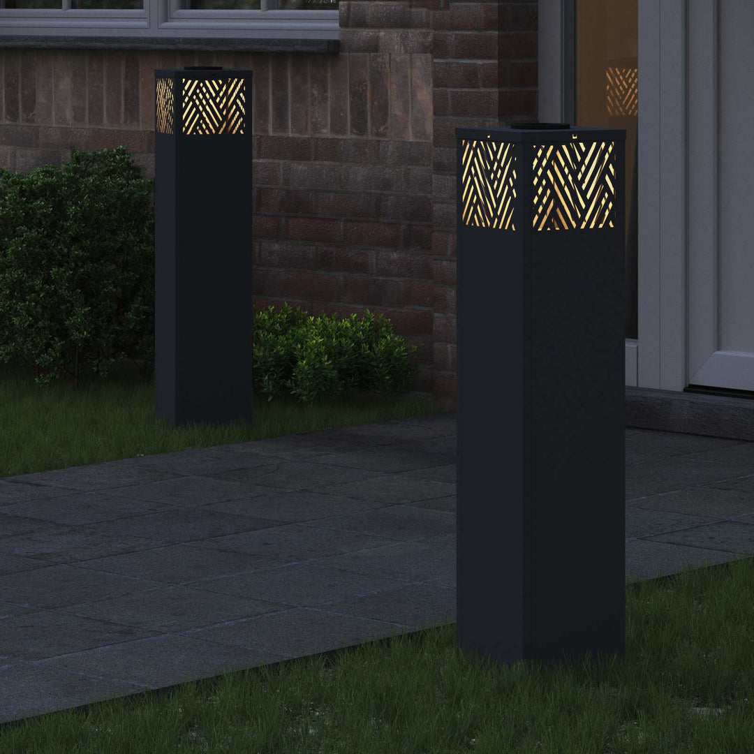 Solar LED sti lys 2 pcs Varm hvid 18 x 18 x 80 cm