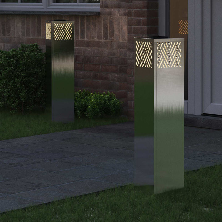 Solar LED sti lys 2 pcs Varm hvid 18 x 18 x 80 cm Rustfrit stål