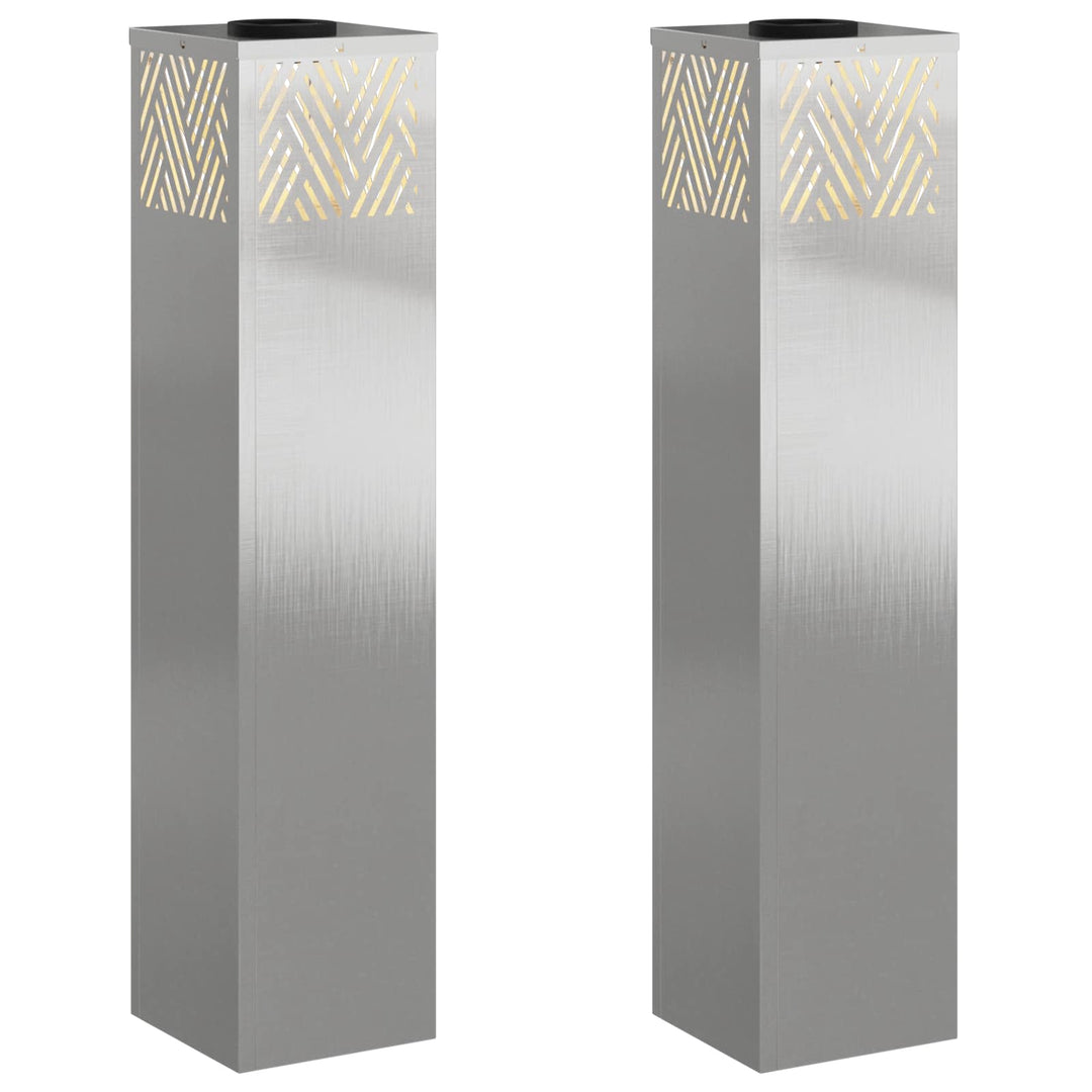 Solar LED sti lys 2 pcs Varm hvid 18 x 18 x 80 cm Rustfrit stål
