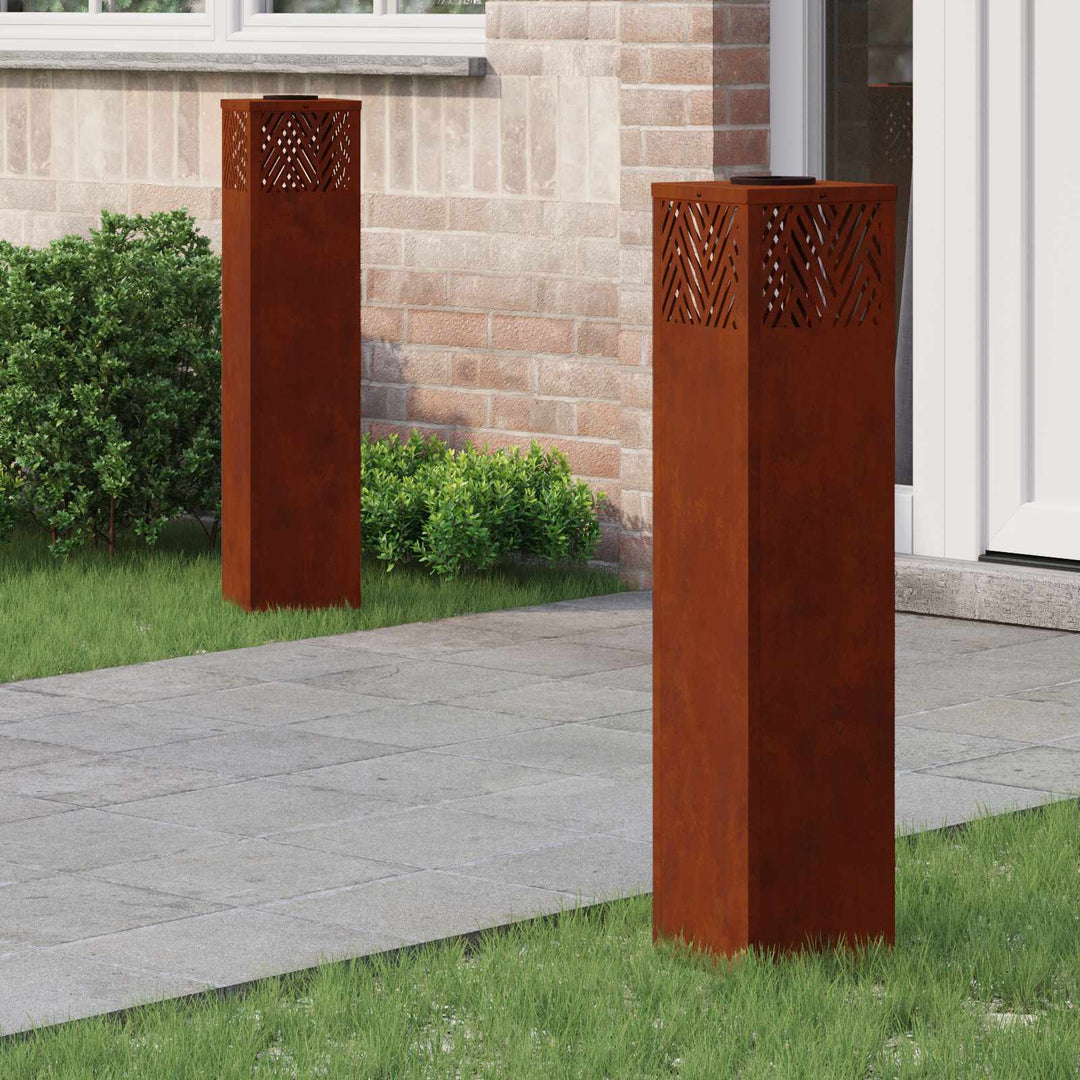 Solar LED sti lys 2 pcs Varm hvid 18 x 18 x 80 cm Cortenstål